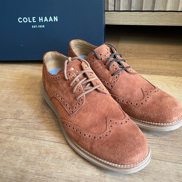 Cole Haan Lunar Grand Wingtips in Suede Woodbury/Gum - M 7.5 main image 9